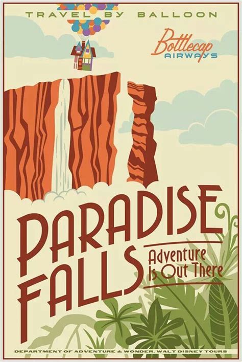 Paradise falls | Cartazes gráficos, Pôsteres art deco, Pôsteres de filmes