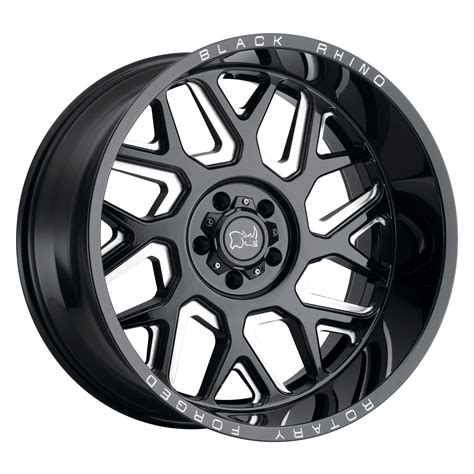 2214RPR-66140B12: 22x14 6x139.7 -76 Offset Black Rhino Rims REAPER GLOSS BLACK W/MILLED SPOKES