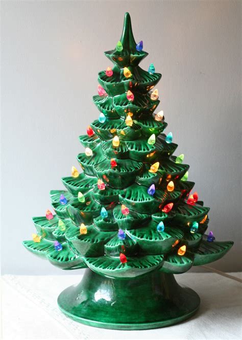 vintage 1960s green ceramic Christmas tree