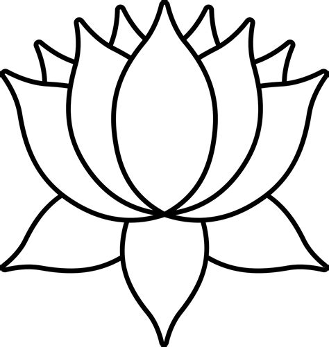 Black Outline Illustration Of Lotus Flower Icon. 24154681 Vector Art at ...