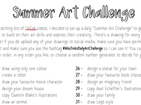 Summer Art Challenge - TikTok Style! | Teaching Resources