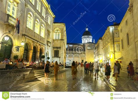 People in Old Town Dubrovnik at Sunset Editorial Image - Image of ...