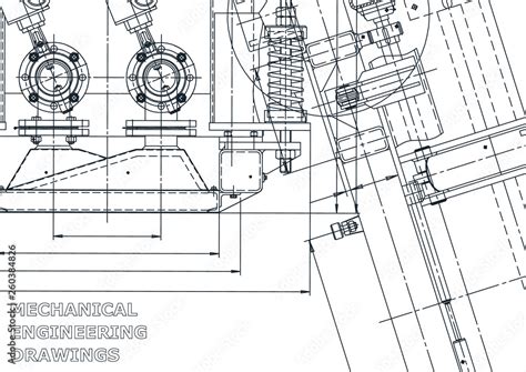 Sketch. Vector engineering illustration. Computer aided design systems. Instrument-making ...