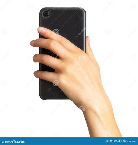 Women`s Hand Showing Black Smartphone, Concept of Taking Photo or Selfie Stock Photo - Image of ...