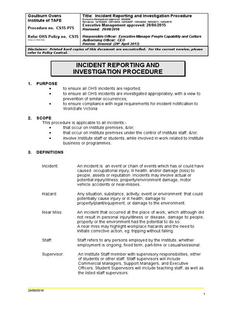 Incident Reporting and Investigation Procedure | PDF | Occupational Safety And Health | Risk