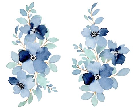 Blue Watercolor Flowers Free Vector | Best Flower Site