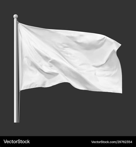 White flag waving in wind on flagpole Royalty Free Vector