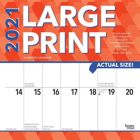 Large Printable Calendar