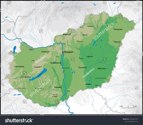 High Detailed Hungary Physical Map Cities Stock Vector (Royalty Free) 1433621879 | Shutterstock