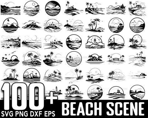 100 Beach Scene SVG Bundle, Instant Digital Download, PNG, SVG Cut Files - Etsy