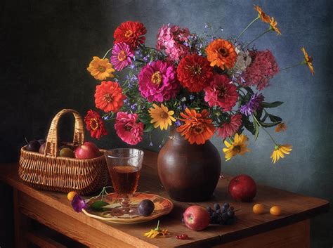 Still Life With Flowers And Fruits Photograph by Tatyana Skorokhod ...