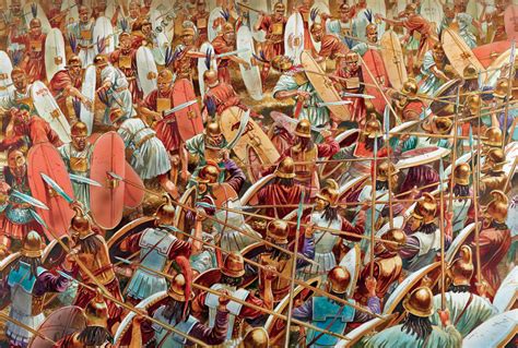 The Carthaginians and Liby-Phoenicians clash with the hastati, Zama, 202 BC. By Peter Dennis ...