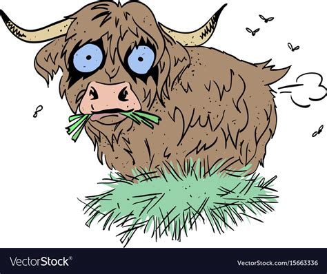 Cartoon image of hairy cow farting Royalty Free Vector Image