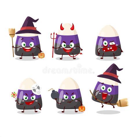 Halloween Expression Emoticons with Cartoon Character of Blue Candy Corn Stock Vector ...