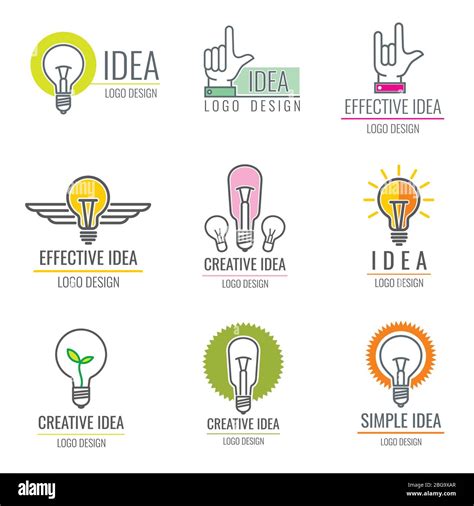 Creative idea digital media, smart brain concept vector logo collection. Idea innovation ...