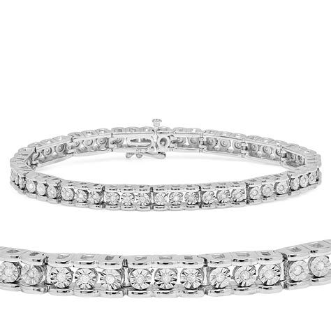 1/2ct Rolex Style Diamond Tennis Bracelet in .925 Sterling Silver