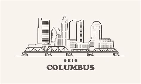 Premium Vector | Columbus skyline, ohio drawn sketch