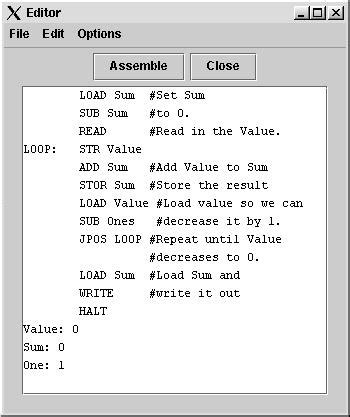 SimHYMN Assembler Editor Window - 2