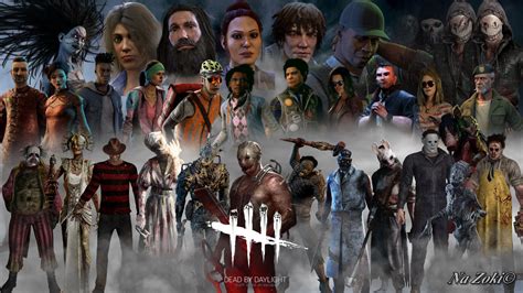 Wallpaper with all the survivors and killers together — BHVR