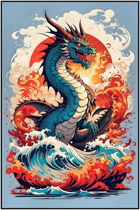 Colorful Dragon, Tattoo, Pastel Colors Stock Illustration - Illustration of tattoo, design ...