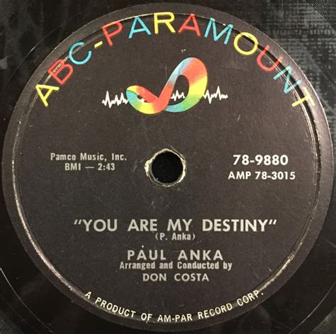 Paul Anka - You Are My Destiny (1957, Shellac) | Discogs