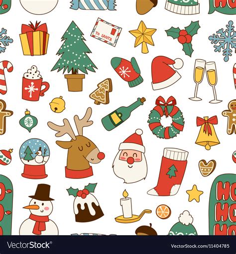 Christmas symbols pattern Royalty Free Vector Image