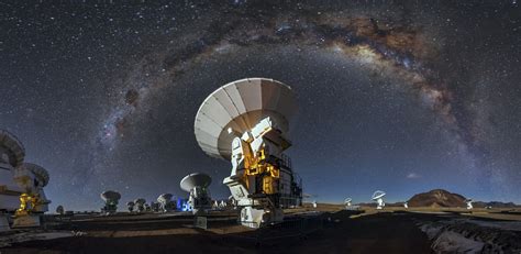 landscape, ALMA Observatory, Atacama Desert, Milky Way, Long Exposure ...