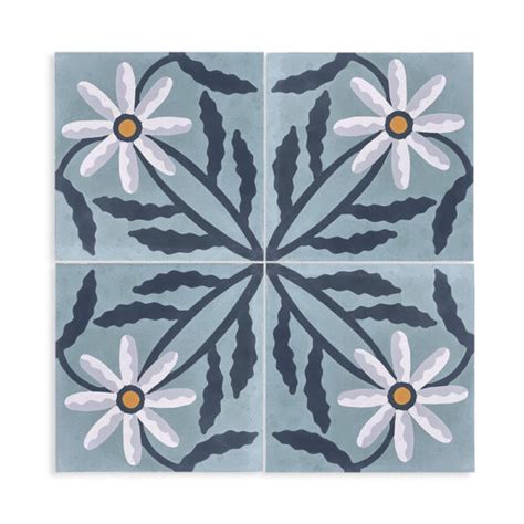 Montauk Daisy handmade cement tile - Grow House Grow