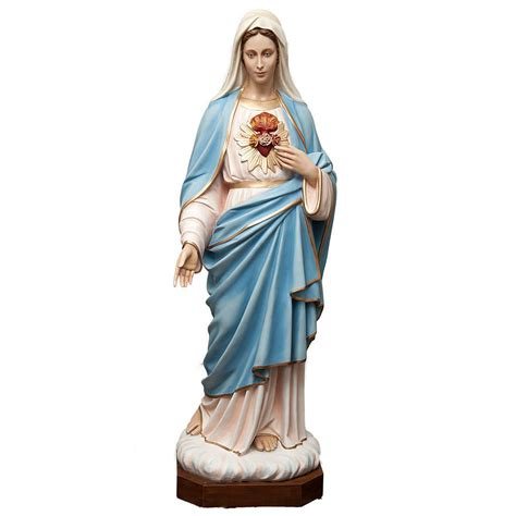 Sacred Heart of Mary statue in painted fiberglass 165cm | online sales on HOLYART.com