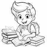 Premium Photo  Coloring Book Happy Schoolboy With Excellent Test sketch template