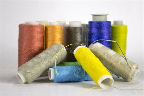 Threads of Different Colors on a White Background Stock Photo - Image of threads, background ...