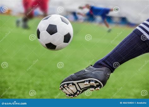 Kick soccer ball stock photo. Image of competition, ball - 46618404
