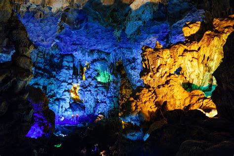 Colorful Inside of Hang Sung Sot Cave World Heritage Site Stock Image - Image of geological ...