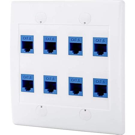 Amazon.com: BUPLDET 8 Port Ethernet Wall Plate - Double Gang Cat6 RJ45 ...