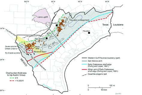 Map of Western Gulf Province showing subsurface occurrence of Austin ...