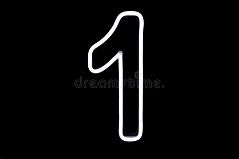 White Number One Neon Sign on Isolated Black Background Stock Image - Image of color, message ...