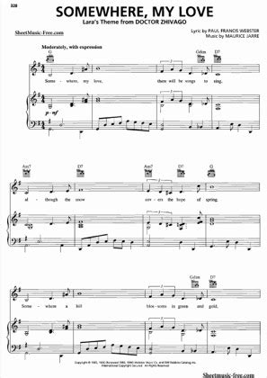 Somewhere My Love - Dr Zhivago Free Piano Sheet Music PDF