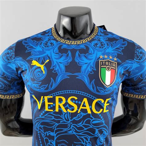 Italy X Versace blue Player version Jersey 2022 Football Jersey Soccer ...