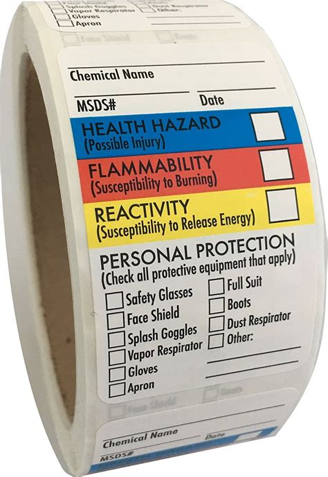 SDS Stickers / MSDS Stickers, 250 Adhesive Labels, 1.5?x2.5?, Right to Know - Chemical ...