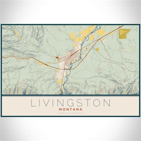 Livingston - Montana Map Print in Woodblock — JACE Maps