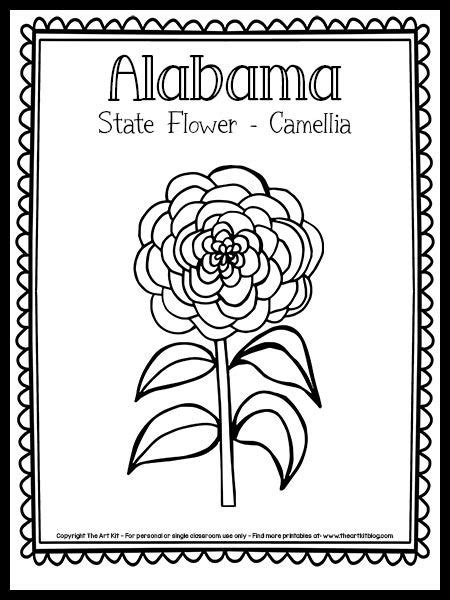 Alabama State Flower Coloring Page (Camellia) {FREE Printable!} | Alabama state, Flower coloring ...