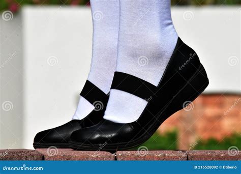 Teen Female Wearing Black Shoes and White Socks Stock Photo - Image of dark, youngster: 216528092