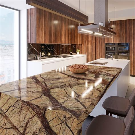 Rainforest Brown Marble Polished Countertop 250 x 65 x 3 cm - PIATRAONLINE.com