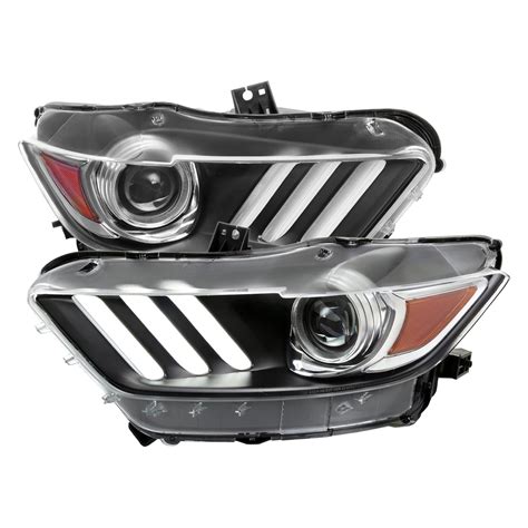 Projector Headlights With Matte Black Housing And Clear Lens | Ford Mustang