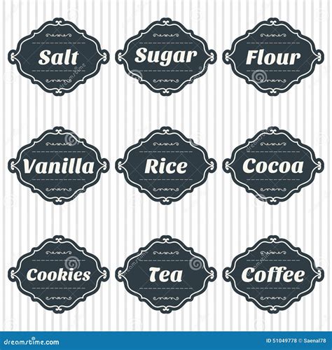 Food Storage Labels. Kitchen Food Storage Tags Collection Stock Vector - Illustration of border ...