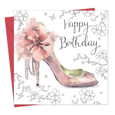 Buy Twizler Happy Birthday Card For Her Shoe – Unique Watercolor ...