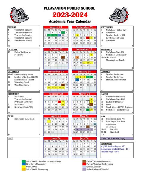 District Calendar 2023-2024 Released! | Pleasanton Public Schools