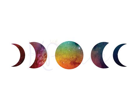 Galaxy Moon Phases Digital Art Watercolor Space Universe