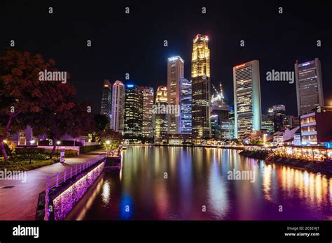 Singapore CBD Skyline at Night Stock Photo - Alamy