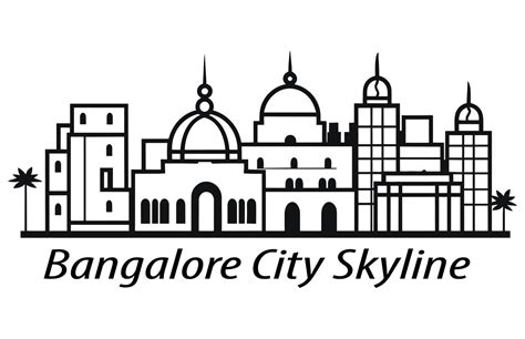 Flat Vector Silhouette of Bangalore City, Bangalore City Skyline. 28172691 Vector Art at Vecteezy